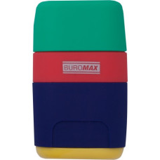 Ластик + Стругачка RAINBOW, RUBBER TOUCH, 2 відп., контейнер, пластик.корпус, 1 шт. у блістері