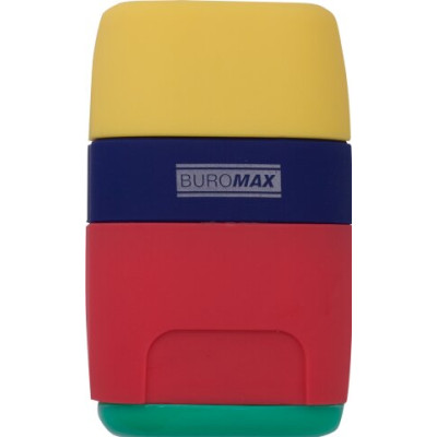 Гумка + Чинка, 2 отв. пластиковий корпус, з контейнером - BM.4771-1 Buromax