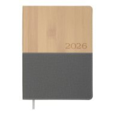 Щоденник дат. 2026 CORAL, A5, сірий, штуч. шкіра BM.21155-09