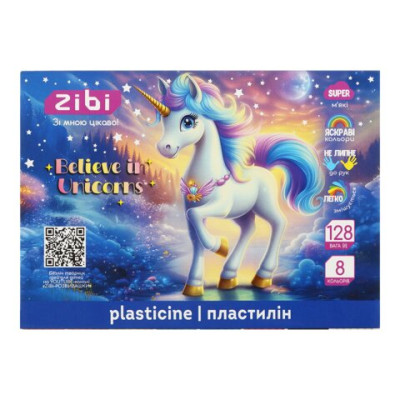 Пластилін UNICORN 8 кольорів, 128г, KIDS Line ZB.6280