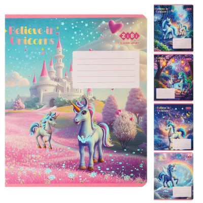 Зошит учнівський шкільний UNICORN, 12 арк., клітинка, KIDS LINE