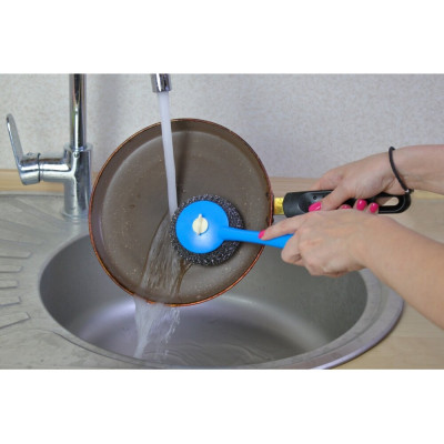 Сталева щітка-скребок для посуду, Economix Cleaning, синя - E72718 ECONOMIX cleaning