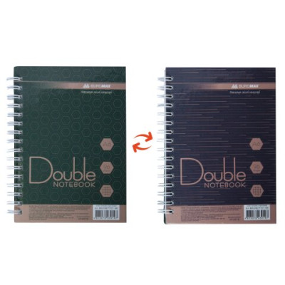Книга записная DOUBLE, А6, 96 л., клетка, твердая ламинированная обложка, зеленая/коричневая BM.24671101-86