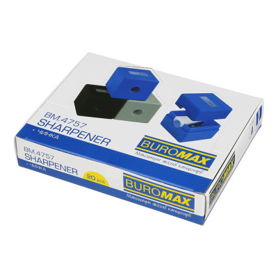 Чинка CUBE, RUBBER TOUCH, 1 отв., контейнер, пласт. корпус, асорті кольорів