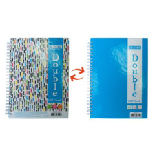 Книга для нотаток DOUBLE А5, 96 арк., пружина, кл., тв. лам. палітурка, блакитний