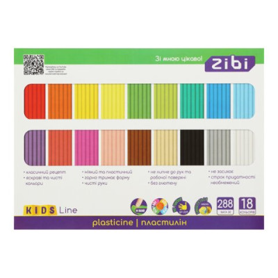 Пластилін 18 кольорів, 288г, KIDS Line ZB.6276