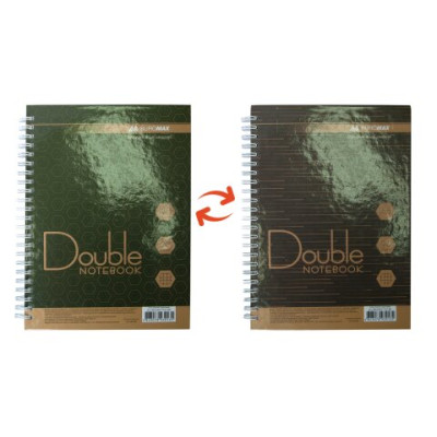 Книга записная DOUBLE, А5, 96 л., клетка, твердая ламинированная обложка, зеленая/коричневая BM.24571101-86