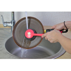 Сталева щітка-скребок для посуду, Economix Cleaning, рожева