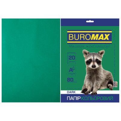 Бумага цветная DARK, т.-зеленая, 20 л., А4, 80 г/м² BM.2721420-04