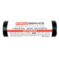 Пакеты для мусора, п/е, 70*105, 20 мкм, черные, LD, 120л/10шт OPTIMUM (25шт/ящ) PRO SERVICE