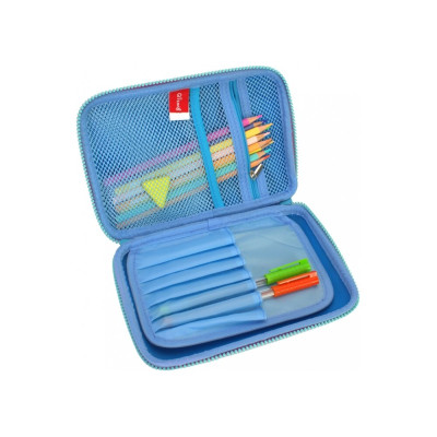 Пенал з тисненням, 1 відділення - QT-5632-Blue