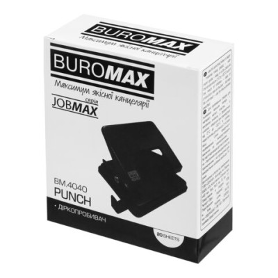 Діркопробивач металевий, JOBMAX, до 20 л., 110х90х75 мм, чорний - BM.4040-01 Buromax