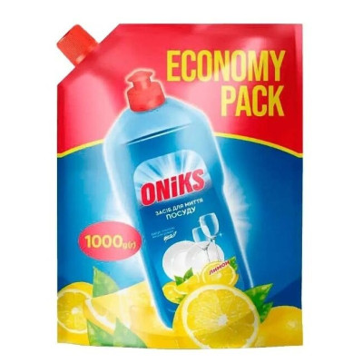 Засіб для миття посуду Oniks 1л Лимон дой-пак 50347
