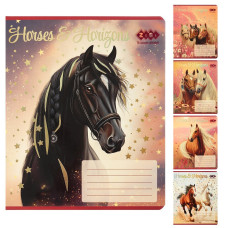 Зошит учнівський шкільний HORSES, 24арк., клітинка, KIDS LINE