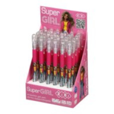 Ручка гелева пиши-стирай SUPER GIRL з гумовим грипом, 0,5 мм, синя