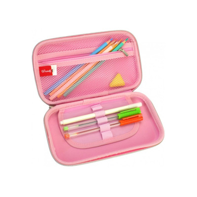 Пенал з тисненням, 1 відділення - QT-5781-Pink