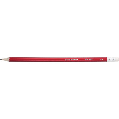Карандаш графитовый METALLIC,НВ, с ластиком, ассорти, туба по 100 шт. - BM.8507 Buromax