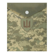Папка-конверт на кнопці ,MILITARY A6, непрозорий матовий, пластик, зелений