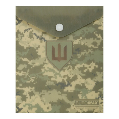 Папка-конверт на кнопці ,MILITARY A6, непрозорий матовий, пластик, зелений