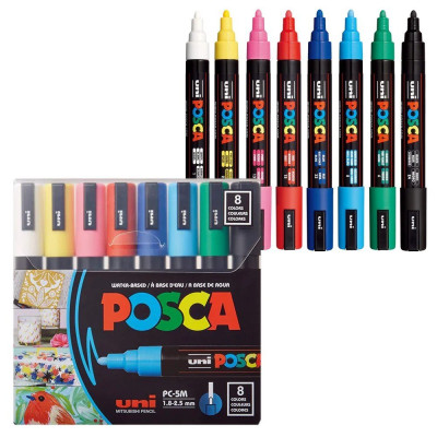 Набір маркерів uni POSCA,1,8-2,5мм, 8 шт