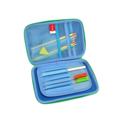 Пенал з тисненням, 1 відділення - QT-5669-Blue