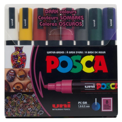 Набір маркерів uni POSCA Dark Color, 1,8-2,5мм, 8 шт