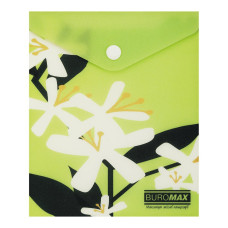 Папка-конверт А6 на кнопці, PLUMERIA ARABESKI, напівпрозора, салатова
