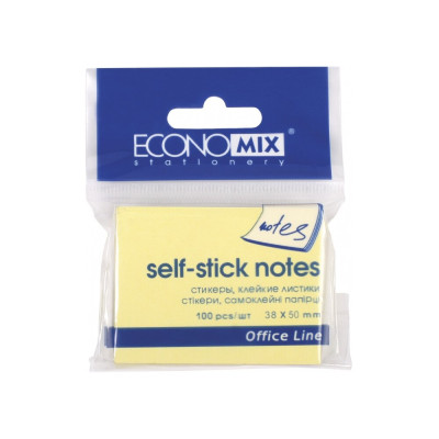 Стікери Economix, 38х50, жовті, 100л. - E20930 Economix