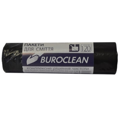 Пакеты для мусора 120л/10шт,700х1050мм, черные,20мкм, ПВД (LDPE), BuroClean ECO 10200041