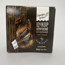 Цукор коричневий, тростинний, в стіках  (5гр*100шт.) 500г, коробка