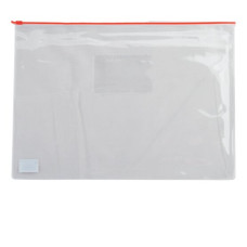 Папка - конверт на молнии zip-lock, А4, глянцевый прозрачный пластик, цветная, ассорти