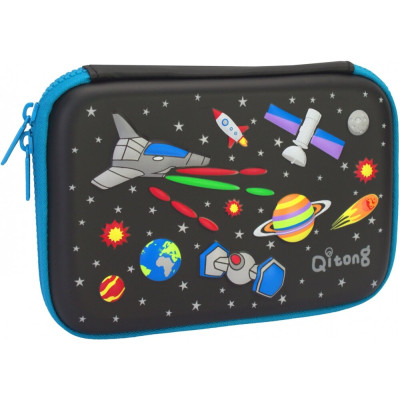 Пенал з тисненням, 1 відділення - QT-5661-Black