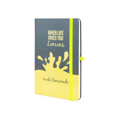 Деловая записная книжка LEMONADE, A5, твердая бумажная обложка, резинка, белый блок линия O20812-40