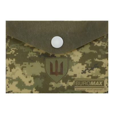 Папка-конверт на кнопці ,MILITARY A7, непрозорий матовий, пластик, зелений