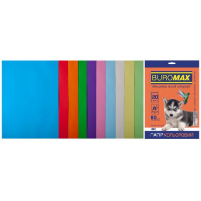 Набір кольорового паперу А4, 80гм2, PASTEL+INTENSIV, 10цв., 20л. - BM.2721620-99 Buromax