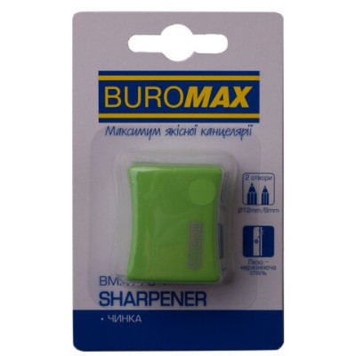 Чинка, 2 отв. пластиковий корпус, з контейнером, блістер - BM.4778-1 Buromax