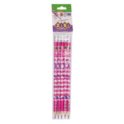 Олівець графітовий HB з гумкою FLOWERS, 5шт. у блістері, KIDS Line - ZB.2300-5 ZiBi
