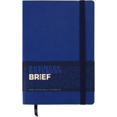 Блокнот діловий BRIEF А5, 96 арк, чистий, обкладинка штучна шкіра, синій - BM.295004-02 Buromax