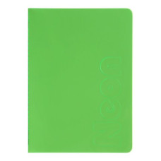 Записна книга NEON, А5, 80 аркушів, клітинка, зшита обкладинка PVC, зелена