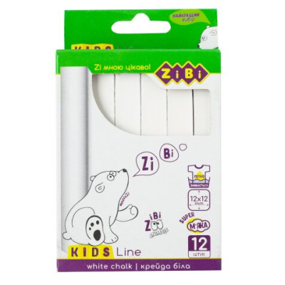 Мел белый квадратный, 12 шт., картонная коробка, KIDS Line ZB.6703-12