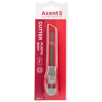 Ніж канцелярський 9мм пластиковий корпус Axent 6501 24/480шт/уп - 00900 Axent