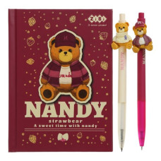 Набір 2 - BEAR TOY блокнот А6, 64 л., клітинка + 2 кулькові ручки автоматичні, KIDS Line