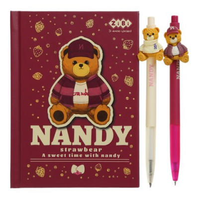 Набір 2 - BEAR TOY блокнот А6, 64 л., клітинка + 2 кулькові ручки автоматичні, KIDS Line ZB.12721.2