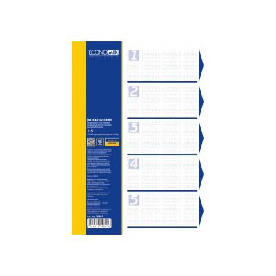 Роздільник аркушів А4 Economix, пластик, 5 розділів, кольоровий - E30801 Economix