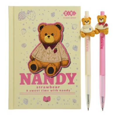 Набір 4 - BEAR TOY блокнот А6, 64 л., клітинка + 2 кулькові ручки автоматичні, KIDS Line ZB.12721.4