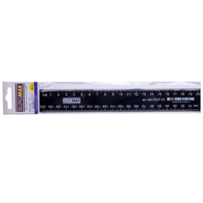 Лінійка пластикова 20см, чорна, в блістері - BM.5827-20 Buromax