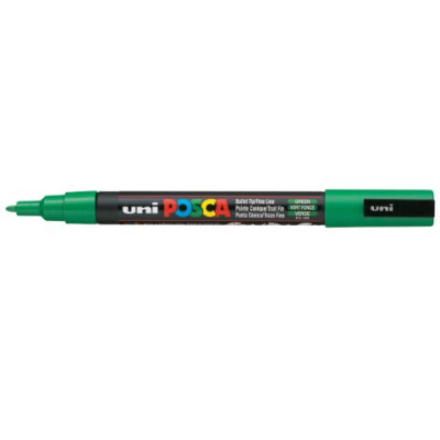 Маркер POSCA, 0.9-1.3мм, пише зеленим PC-3M.Green