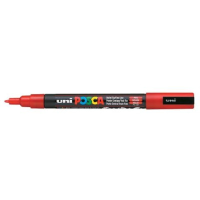 Маркер POSCA, 0.9-1.3мм, пише червоним PC-3M.Red
