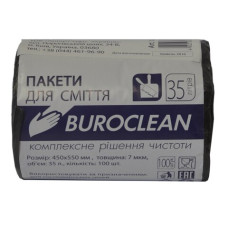 Пакети для сміття 35л100шт, чорні BuroClean ECO