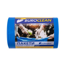 Пакеты для мусора 60л/40 шт,  600х800мм, крепкие, синие, 21мкм, ПВД (LDPE). BuroClean EuroStandart